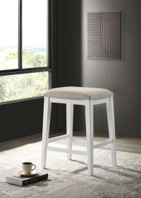 Sasha White Counter Height Stool with Upholstered Seat