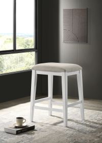 Sasha White Counter Height Stool with Upholstered Seat