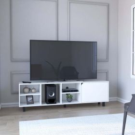 TV Stand for TV¬¥s up 70" Estocolmo, Four Open Shelves, White Finish