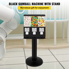 VEVOR Triple Head Candy Vending Machine, 1-inch Gumball Vending Machine, Commercial Gumball Vending Machine with Stand and Adjustable Candy Outlet Siz