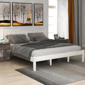 Platform Bed Frame with Headboard, Wood Slat Support, No Box Spring Needed, Queen, White(OLD SKU:WF191420AAK)