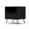 Manhattan Comfort Rockefeller 1.0 Mid-Century- Modern Nightstand with 1-Drawer in Black