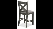 Transitional Farmhouse 2pc Set Counter Height Dining Chair Gray Upholstered Seat X-Back Design Dining Room Wooden Furniture
