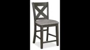 Transitional Farmhouse 2pc Set Counter Height Dining Chair Gray Upholstered Seat X-Back Design Dining Room Wooden Furniture