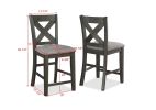 Transitional Farmhouse 2pc Set Counter Height Dining Chair Gray Upholstered Seat X-Back Design Dining Room Wooden Furniture