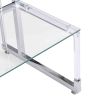 Silver Chrome Side Table, 2-Tier Acrylic Glass End Table for Living Room&Bedroom