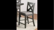 Transitional Farmhouse 2pc Set Counter Height Dining Chair Gray Upholstered Seat X-Back Design Dining Room Wooden Furniture