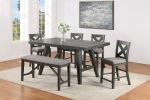 Transitional Farmhouse 2pc Set Counter Height Dining Chair Gray Upholstered Seat X-Back Design Dining Room Wooden Furniture
