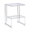 Silver Chrome Side Table, 2-Tier Acrylic Glass End Table for Living Room&Bedroom