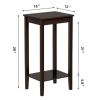 Small Rectangular Wood End Table, Dark Coffee Finish