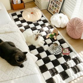 Cream Color Autumn And Winter Plush Bedside Mats Non-slip (Option: Black glutinous rice-70x 180cm)