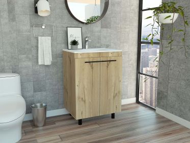 Selma 60" Freestanding Vanity Cabinet With Division (Color: Light Oak)