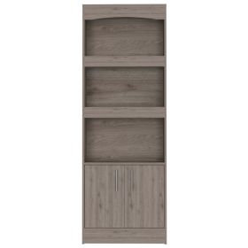 Durango Bookcase; Three Shelves; Double Door Cabinet (Color: Light Gray)