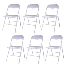 White/Black Plastic Folding Chair for Wedding Commercial Events Stackable Folding Chairs with Padded Cushion Seat (Color: white-6 pieces)