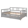 Full Size Daybed Wood Bed with Two Drawers