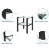 Glass two layer tea table;  small round table;  bedroom corner table;  living room white side table