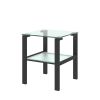 Glass two layer tea table;  small round table;  bedroom corner table;  living room white side table
