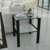 Glass two layer tea table;  small round table;  bedroom corner table;  living room white side table