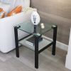 Glass two layer tea table;  small round table;  bedroom corner table;  living room white side table