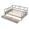 Full Size Daybed Wood Bed with Two Drawers
