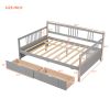 Full Size Daybed Wood Bed with Two Drawers