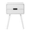 Wood Nightstand End Side Table with Drawer & Solid Wood Legs for Living Room, Bedroom