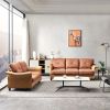 Living Room Furniture Linen Fabric Faux Leather with Wood Leg 2+3 Sectional (Dark Grey)