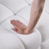 84.3 length ,35.83" deepth ,human body structure for USA people, marshmallow sofa,boucle sofa ,White color,3 seater