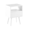 15.75" Rattan End table with Power Outlet & USB Ports , Modern nightstand with drawer and solid wood legs, side table for living roon, bedroom