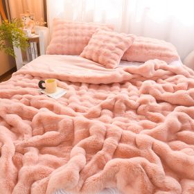 Rabbit Velvet Blanket Thickened Double-sided Fleece Bedroom Cover Blanket (Option: Dehaired Angora Pink-200x230cm)