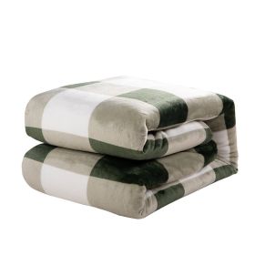 Plaid Flange Blanket Fluff Print Coral (Option: Green Plaid-230x230cm)