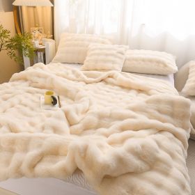 Rabbit Velvet Blanket Thickened Double-sided Fleece Bedroom Cover Blanket (Option: Dehaired Angora Beige-200x230cm)