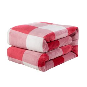 Plaid Flange Blanket Fluff Print Coral (Option: Red And White Plaid-200x230cm)