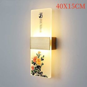 Plum, Orchid, Bamboo, Chrysanthemum LED Bedside Lamp (Option: Chrysanthemum-40x15cm-Tricolor light)
